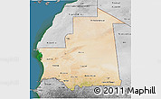 Satellite 3D Map of Mauritania, desaturated, land only