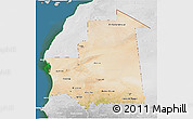Satellite 3D Map of Mauritania, lighten, desaturated, land only