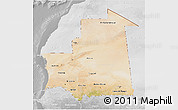 Satellite 3D Map of Mauritania, lighten, desaturated