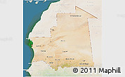 Satellite 3D Map of Mauritania, lighten, land only