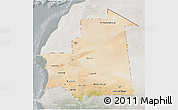 Satellite 3D Map of Mauritania, lighten, semi-desaturated