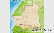 Satellite 3D Map of Mauritania, physical outside