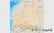 Satellite 3D Map of Mauritania, shaded relief outside
