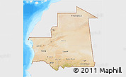 Satellite 3D Map of Mauritania, single color outside, bathymetry sea