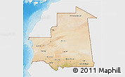 Satellite 3D Map of Mauritania, single color outside, shaded relief sea
