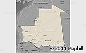 Shaded Relief 3D Map of Mauritania, darken, desaturated