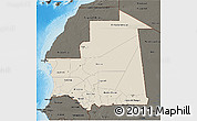 Shaded Relief 3D Map of Mauritania, darken, land only