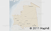 Shaded Relief 3D Map of Mauritania, lighten, semi-desaturated