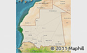 Shaded Relief 3D Map of Mauritania, satellite outside