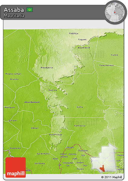 Physical 3D Map of Assaba