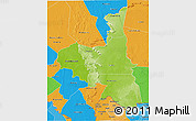 Physical 3D Map of Assaba, political outside