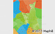 Physical 3D Map of Assaba, political shades outside