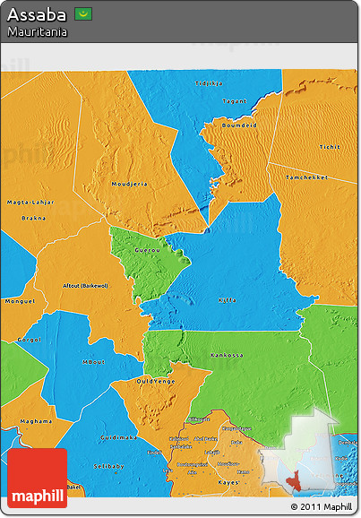 Political 3D Map of Assaba