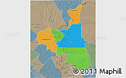 Political 3D Map of Assaba, semi-desaturated