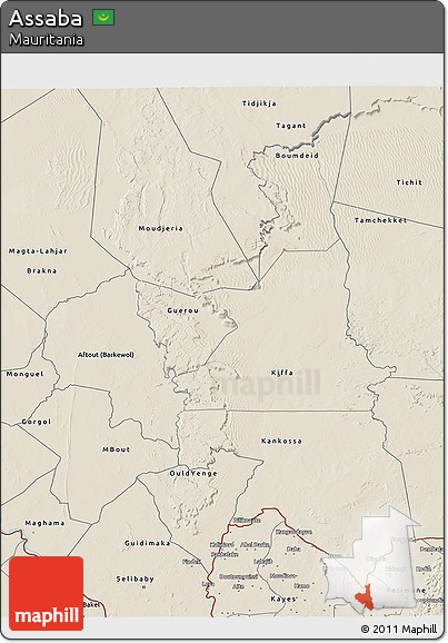 Shaded Relief 3D Map of Assaba
