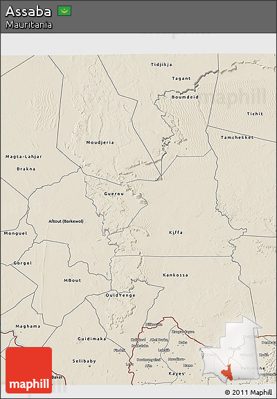 Shaded Relief 3D Map of Assaba