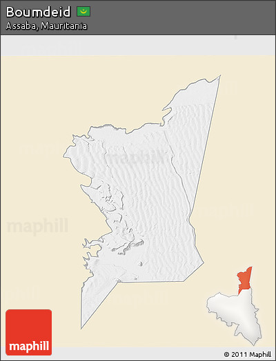 Classic Style 3D Map of Boumdeid, single color outside