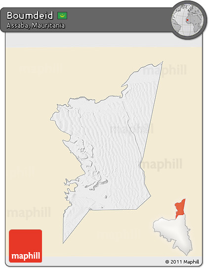 Classic Style 3D Map of Boumdeid, single color outside