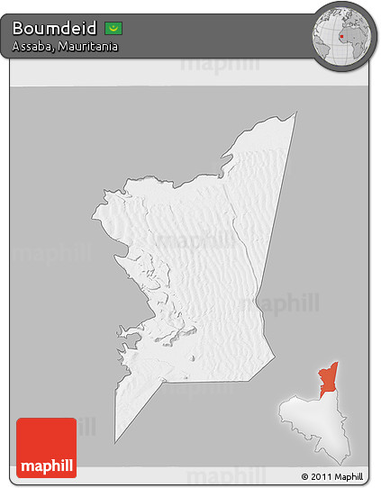 Gray 3D Map of Boumdeid, single color outside