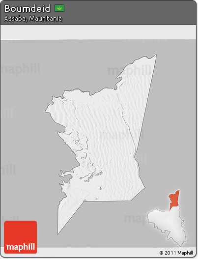 Gray 3D Map of Boumdeid, single color outside