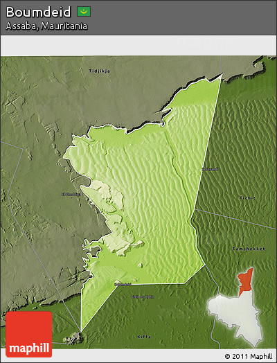 Physical 3D Map of Boumdeid, darken