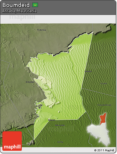 Physical 3D Map of Boumdeid, darken