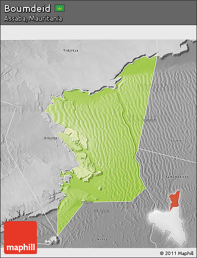 Physical 3D Map of Boumdeid, desaturated
