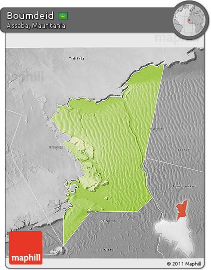 Physical 3D Map of Boumdeid, desaturated