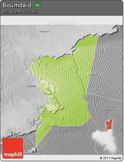 Physical 3D Map of Boumdeid, desaturated
