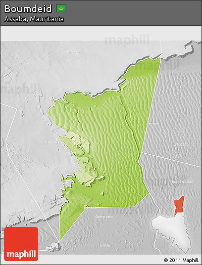 Physical 3D Map of Boumdeid, lighten, desaturated
