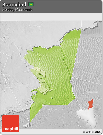 Physical 3D Map of Boumdeid, lighten, desaturated