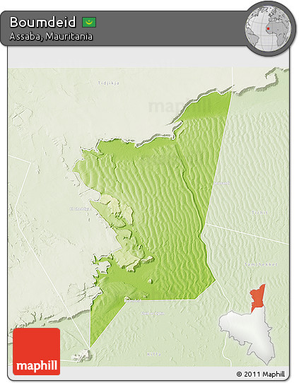 Physical 3D Map of Boumdeid, lighten