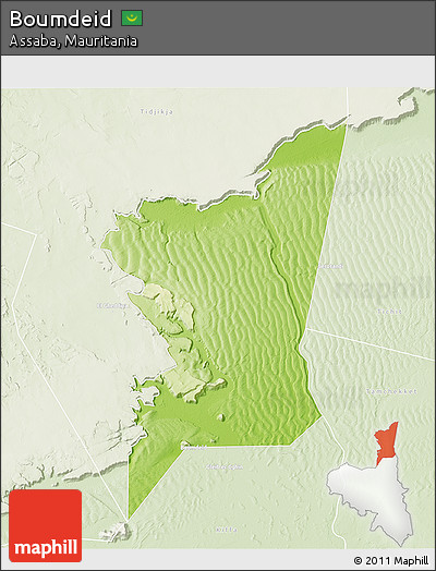 Physical 3D Map of Boumdeid, lighten