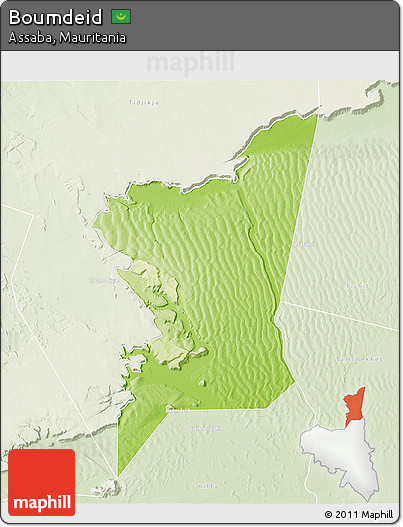 Physical 3D Map of Boumdeid, lighten