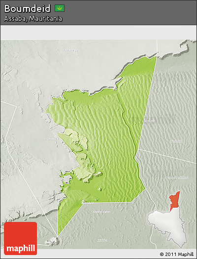 Physical 3D Map of Boumdeid, lighten, semi-desaturated
