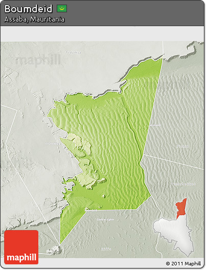 Physical 3D Map of Boumdeid, lighten, semi-desaturated