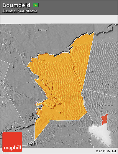 Political 3D Map of Boumdeid, desaturated