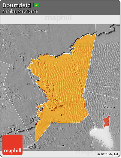 Political 3D Map of Boumdeid, desaturated