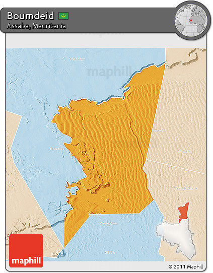 Political 3D Map of Boumdeid, lighten