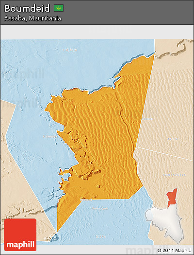 Political 3D Map of Boumdeid, lighten