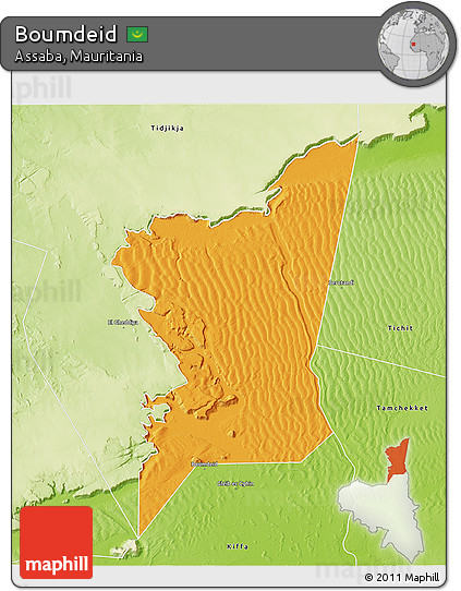 Political 3D Map of Boumdeid, physical outside