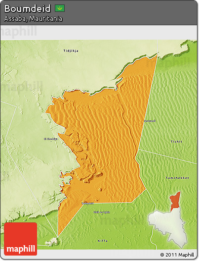 Political 3D Map of Boumdeid, physical outside