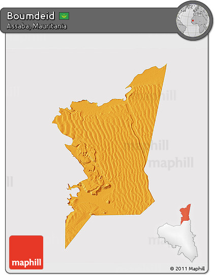 Political 3D Map of Boumdeid, single color outside