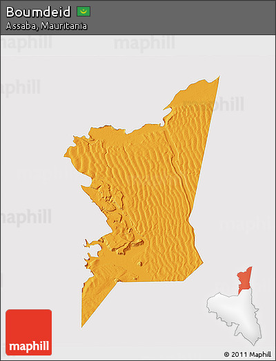 Political 3D Map of Boumdeid, single color outside