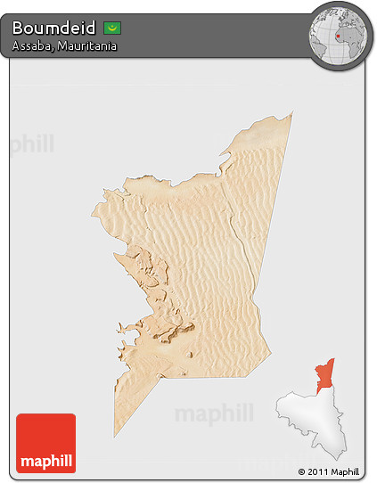 Satellite 3D Map of Boumdeid, single color outside