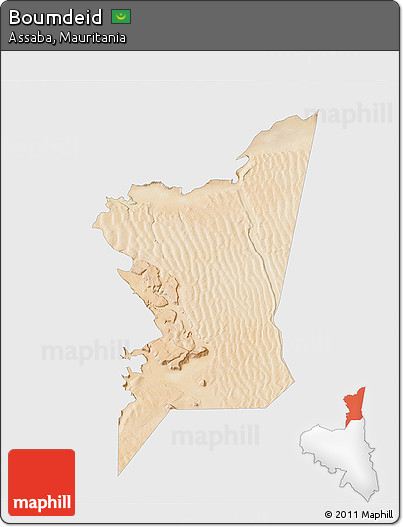 Satellite 3D Map of Boumdeid, single color outside