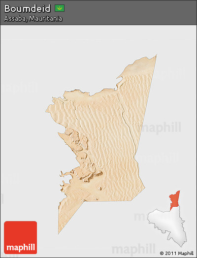 Satellite 3D Map of Boumdeid, single color outside