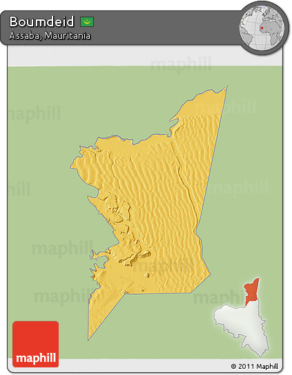Savanna Style 3D Map of Boumdeid, single color outside