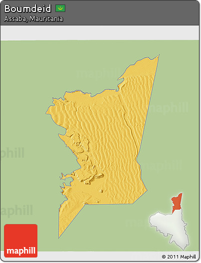 Savanna Style 3D Map of Boumdeid, single color outside
