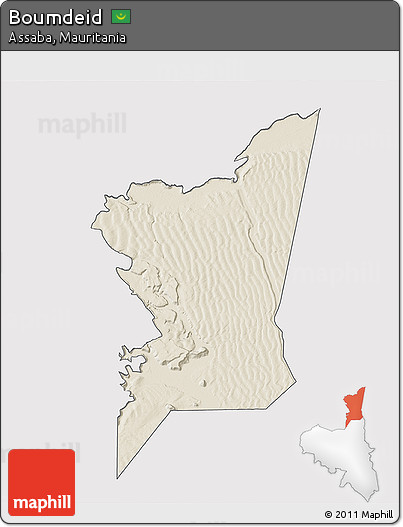 Shaded Relief 3D Map of Boumdeid, cropped outside